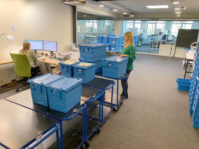 Blue boxes ready for shipment at Lakameda quality control office. #qualitycontrol #quality #FalsifiedMedicinesDirective